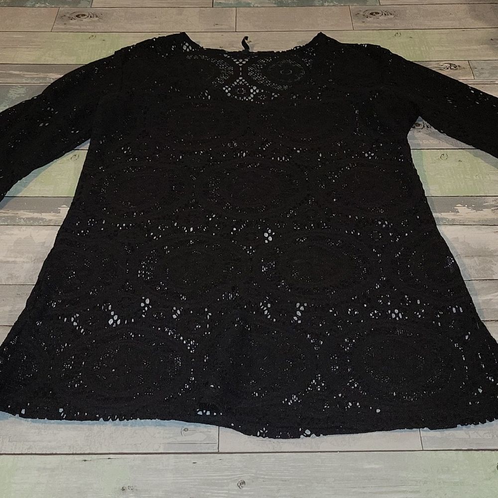 Portocruz Black Lace Swim Cover Up sz Large